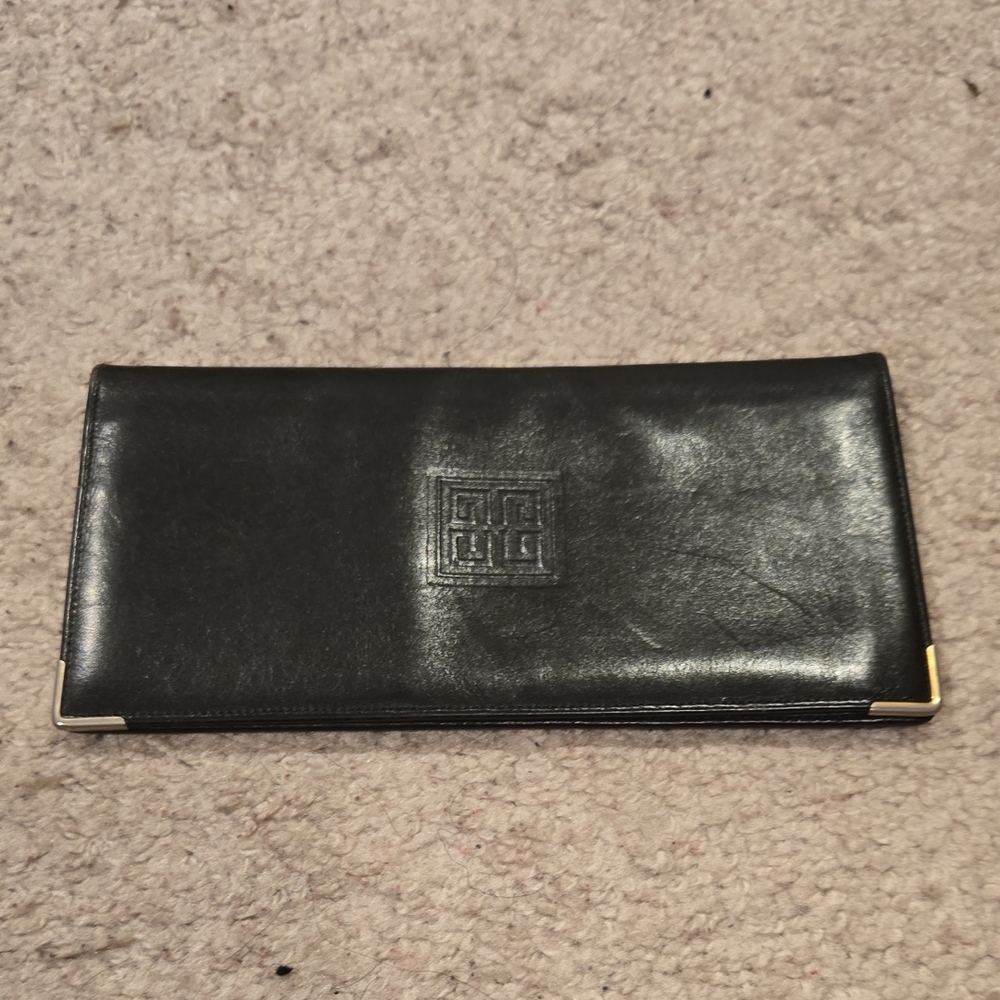 Givenchy Black Leather Wallet with Gold Accents